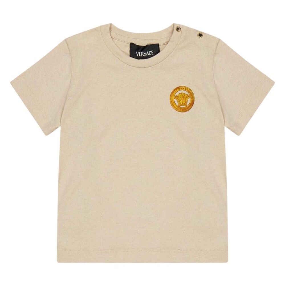 Versace Childrens/Kids Logo Cotton Jersey T-Shirt / Beige